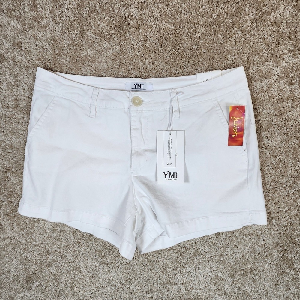 YMI White Shorts Womens 11/30 NWT Mid Rise Stretch Summer Casual Clean Classic